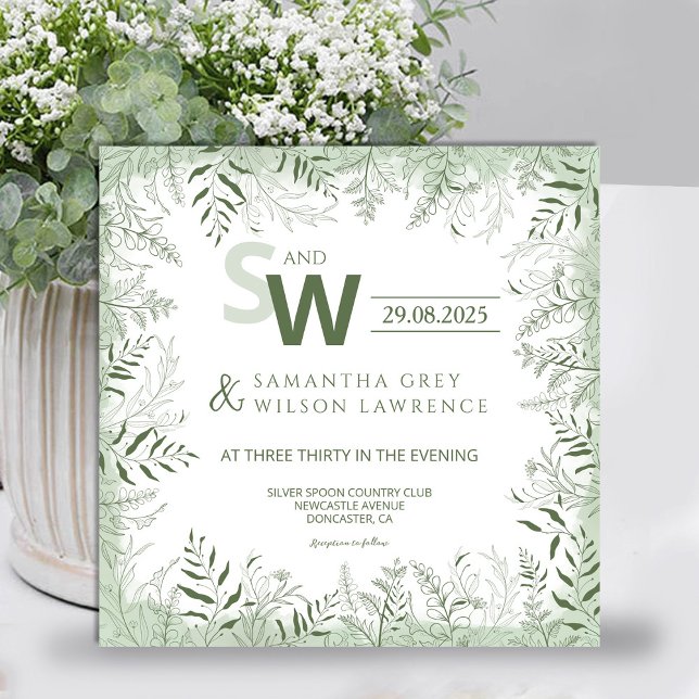Convites Modern Botanical Greenery Wedding Invitation (Criador carregado)