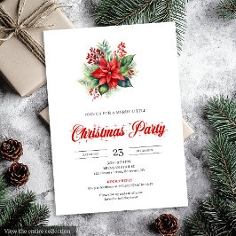 Convites Modern Botanical Red Poinsettia Dinner Invitation