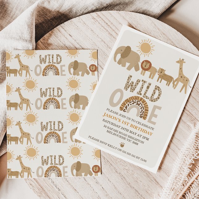 Convites Modern Boys Safari Wild One primeiro aniversario (Criador carregado)