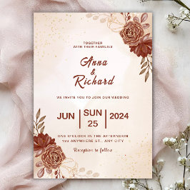 Convites Modern Brown wedding Invitation