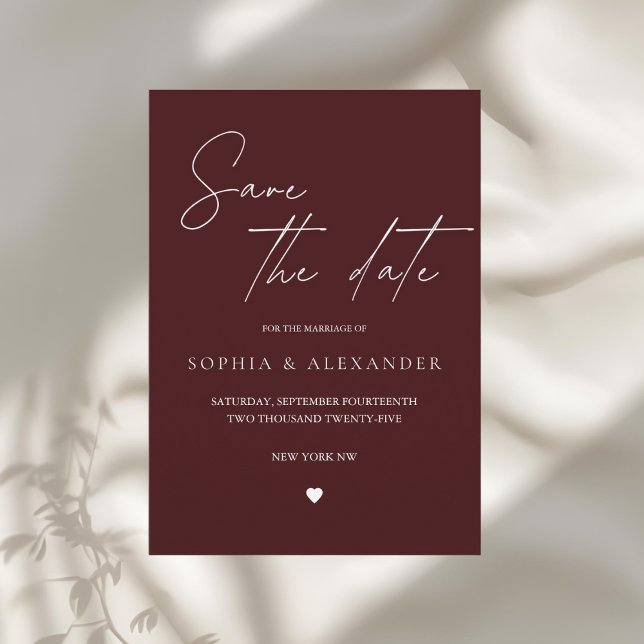 Convites Modern Burgundy Save the Date (Criador carregado)