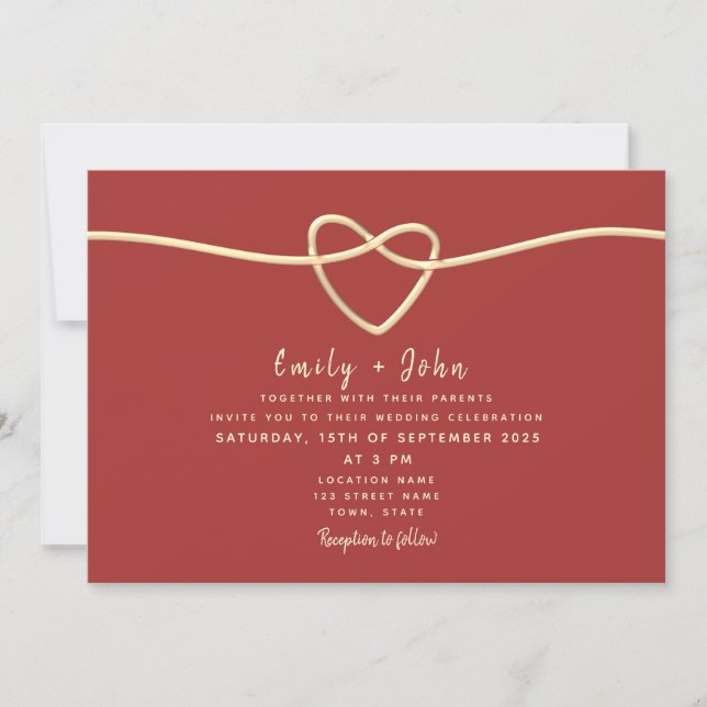 Convites Modern Burgundy Wedding (Frente)