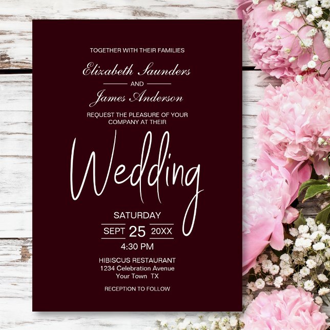 Convites Modern Burgundy Wedding (Criador carregado)
