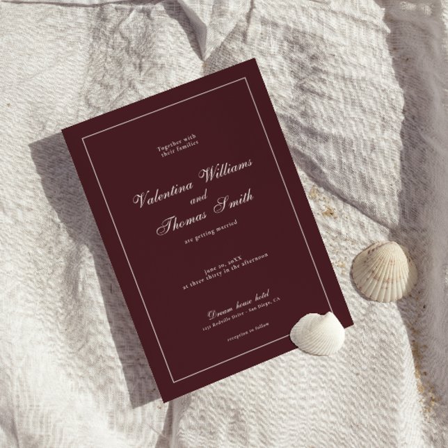 Convites Modern Burgundy Wedding Invitation (Criador carregado)