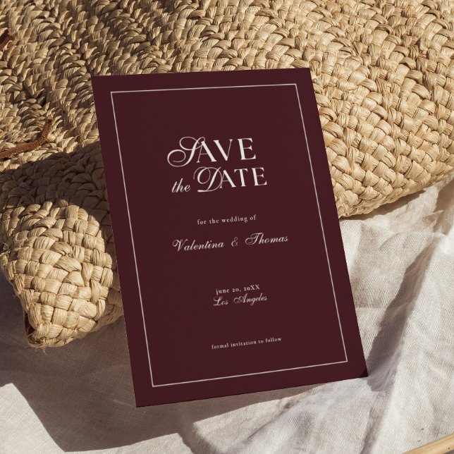Convites Modern Burgundy Wedding Save the Date (Criador carregado)