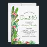 Convites Modern Cactus Fiesta Sweet 16 Aniversário<br><div class="desc">Moderno Cactus Fiesta Sweet 16 Aniversário Convite Moderno Cacto Moderno ou Festa - um doce convite de 16 anos com um cacto vermelho florescente e um arranjo suculento e um título de caligrafia verde editável. Este design pode ser usado em qualquer idade.</div>