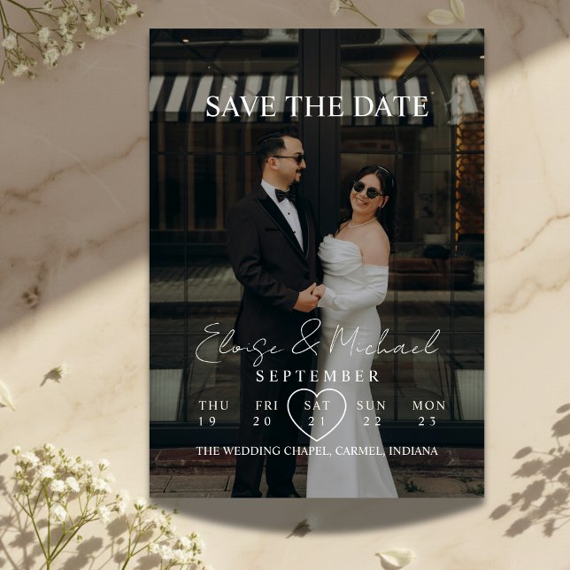 Convites Modern Calendar Week Photo Save The Date Wedding (Invite guests to save the date with this Simple Modern Photo Calendar Save The Date Wedding Invite!)