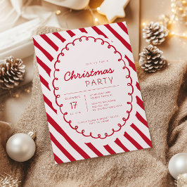 Convites Modern Candy Cane Theme Christmas Party Invitation