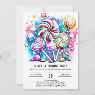Convites Modern Candyland Editable Birthday