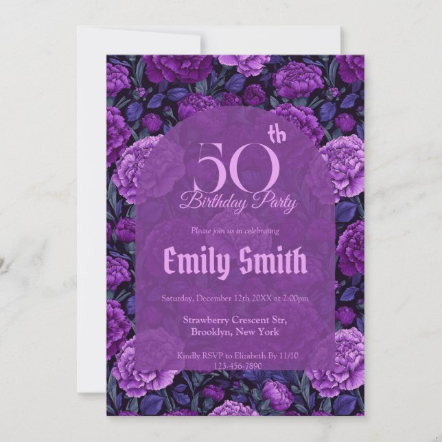 Convites Modern Carnation Aesthetic Birthday Event (Frente)