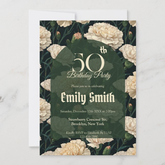 Convites Modern Carnation Flower First Birthday Gift (Frente)