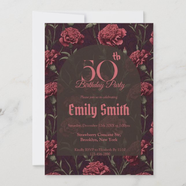 Convites Modern Carnation Inspired 90Th Birthday (Frente)
