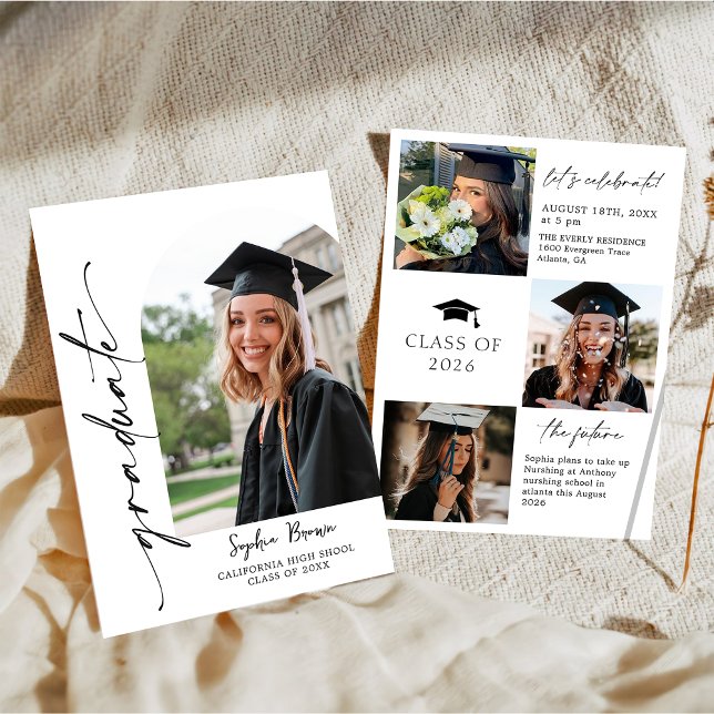 Convites Modern Casual Photo Graduation Party Invitation (Criador carregado)
