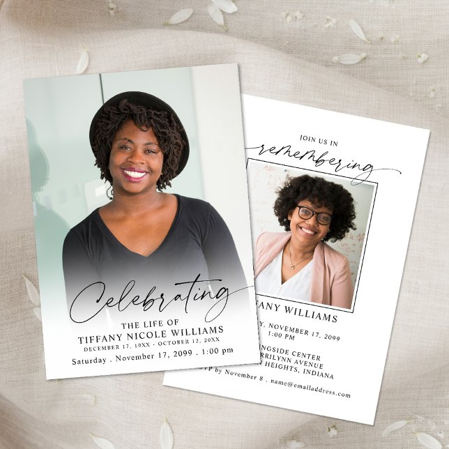 Convites Modern Celebration of Life Memorial Funeral Photo (Criador carregado)
