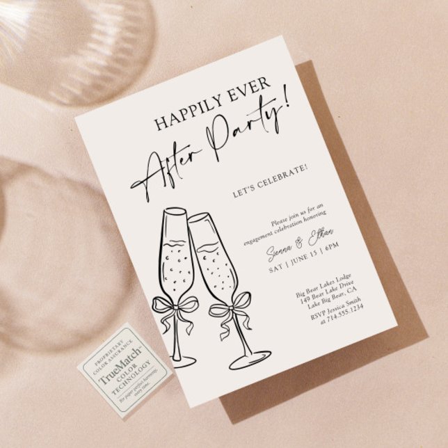 Convites Modern Champagne Bow Happily Ever After Party (Criador carregado)