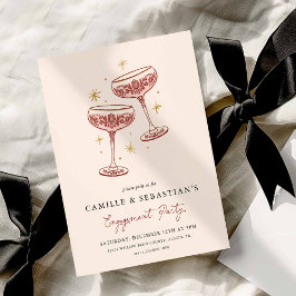 Convites Modern Champagne Coupe Engagement Party Invitation