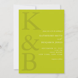 Convites Modern Chartreuse Monogram Minimalist Wedding