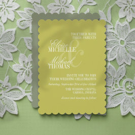 Convites Modern Chartreuse Script Formal Wedding