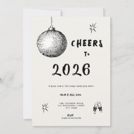 Convites Modern Cheers to New Year 2026 Bold Typo