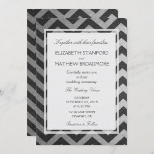 Convites Modern Chevron Black and Silver