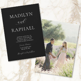 Convites Modern Chic Add Photo Black and White Weds (Adição