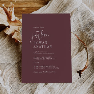 Convites Modern Chic Autumn Burgundy Apenas Adora Casamento