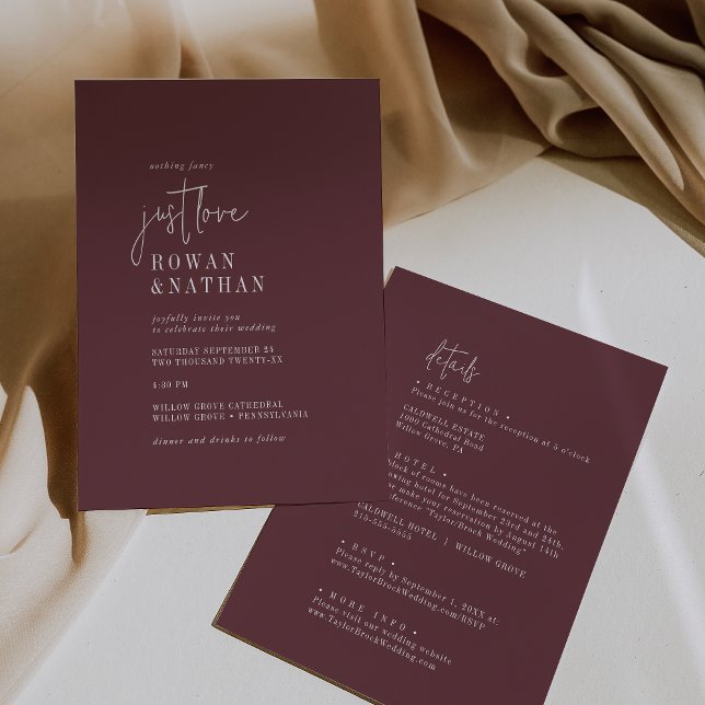 Convites Modern Chic Burgundy Adora Tudo Em Um Casamento (Criador carregado)