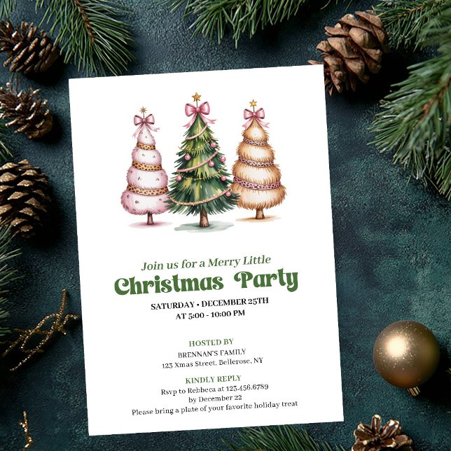 Convites Modern chic leopard Christmas tree party invite (Modern chic leopard Christmas tree party invite)