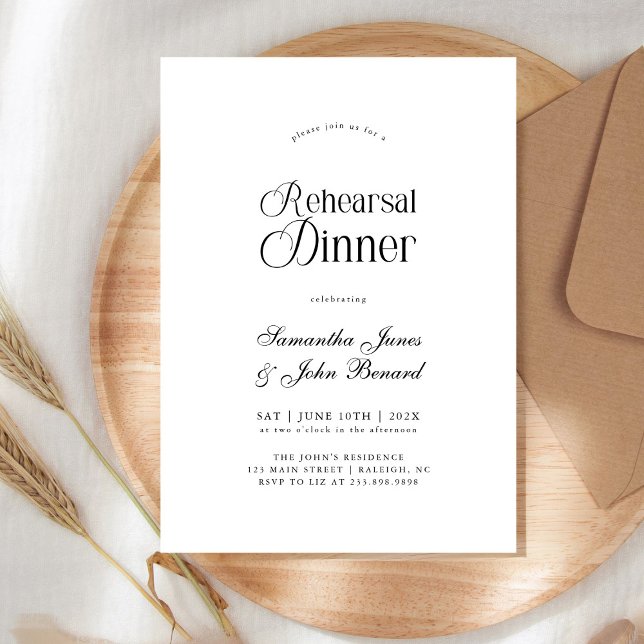 Convites Modern Chic Script Wedding Rehearsal Dinner (Criador carregado)