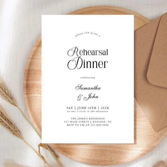 Convites Modern Chic Script Wedding Rehearsal Dinner (Criador carregado)
