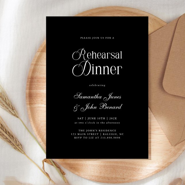 Convites Modern Chic Script Wedding Rehearsal Dinner (Criador carregado)