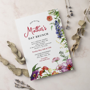 Convites Modern Chic Wildflower Script Dia de as mães Brunc