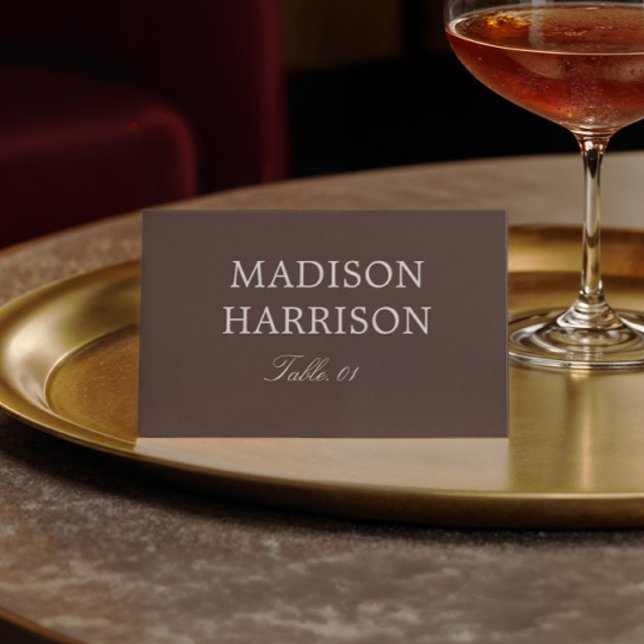 Convites Modern Chocolate Brown Wedding Place Card DIY (Criador carregado)