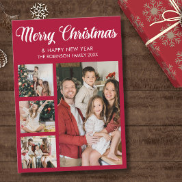 Convites Modern Christmas family photo collage