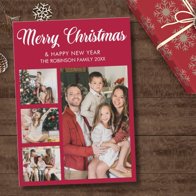 Convites Modern Christmas family photo collage (Criador carregado)