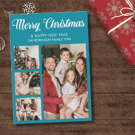 Convites Modern Christmas family photo collage