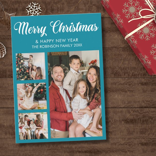 Convites Modern Christmas family photo collage (Criador carregado)