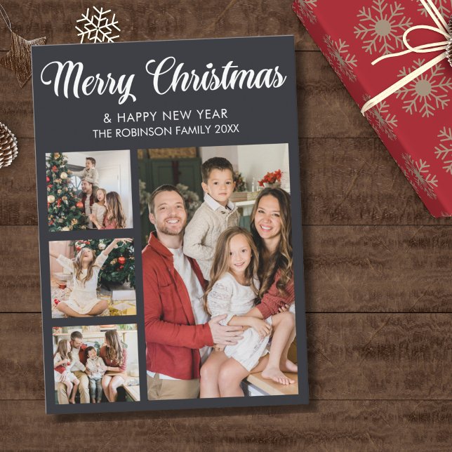 Convites Modern Christmas family photo collage (Criador carregado)