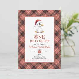 Convites Modern Christmas First Birthday One Jolly Goose