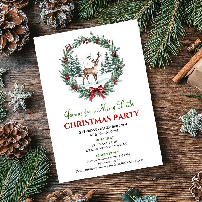 Convites Modern Christmas Scene Watercolor Holiday Invite (Modern Christmas Scene Watercolor Holiday Invite)