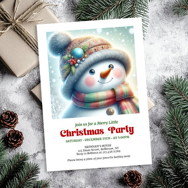 Convites Modern Christmas snowman editable holiday invite  (Modern Christmas snowman editable holiday invite DL)
