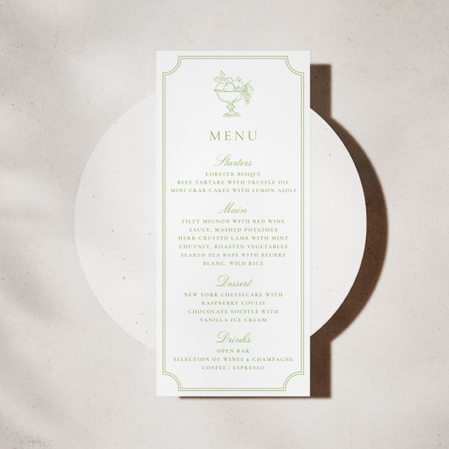 Convites Modern Citrus Green Double Frame Wedding Menu (Criador carregado)