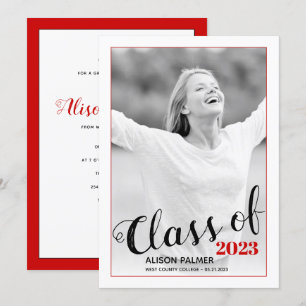 Convites Modern Class, de 2020, foto de borda vermelha de s
