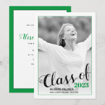 Modern Class of 2023 script green border