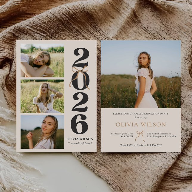 Convites Modern Class of 2026 Photo Graduation Party (Criador carregado)