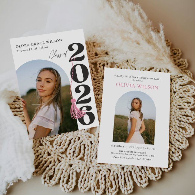 Convites Modern Class of 2026 Photo Graduation Party (Criador carregado)