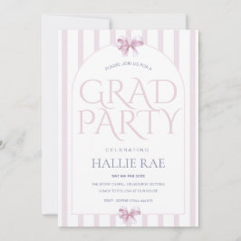 Convites Modern Class of 2026 Pink Bow Graduation Party 