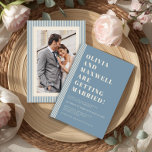 Convites Modern Classic Blue Striped Photo Wedding<br><div class="desc">Modern Classic Blue Striped Photo Wedding Invitation</div>