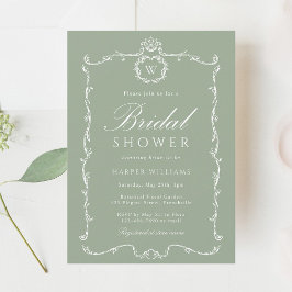 Convites Modern Classic Frame Bridal Shower Sage Green