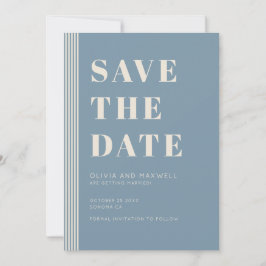 Convites Modern Classic Save The Date Blue Striped Wedding 